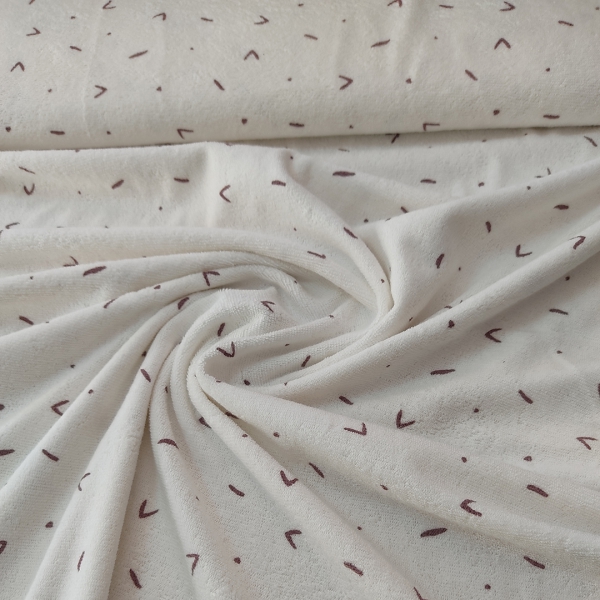 Tela punto de sudadera blanca con motivos abstractos